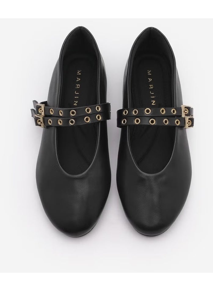 MARJIN Women's Double Band Studded Casual Flats Bekosa - Image 5